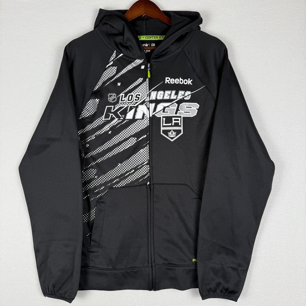 Los Angeles Kings NHL Reebok Hoodie Mens S Black Zip Up Sweatshirt Center Ice‎